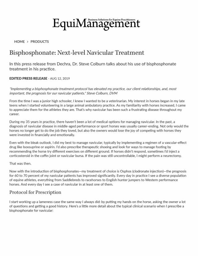 Dr. Steve Colburn. Bisphosphonate: Next-level Navicular Treatment